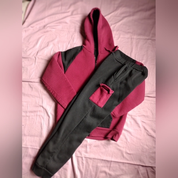 Black and Red Track Pants with Jogger Style - Picture 1 of 7